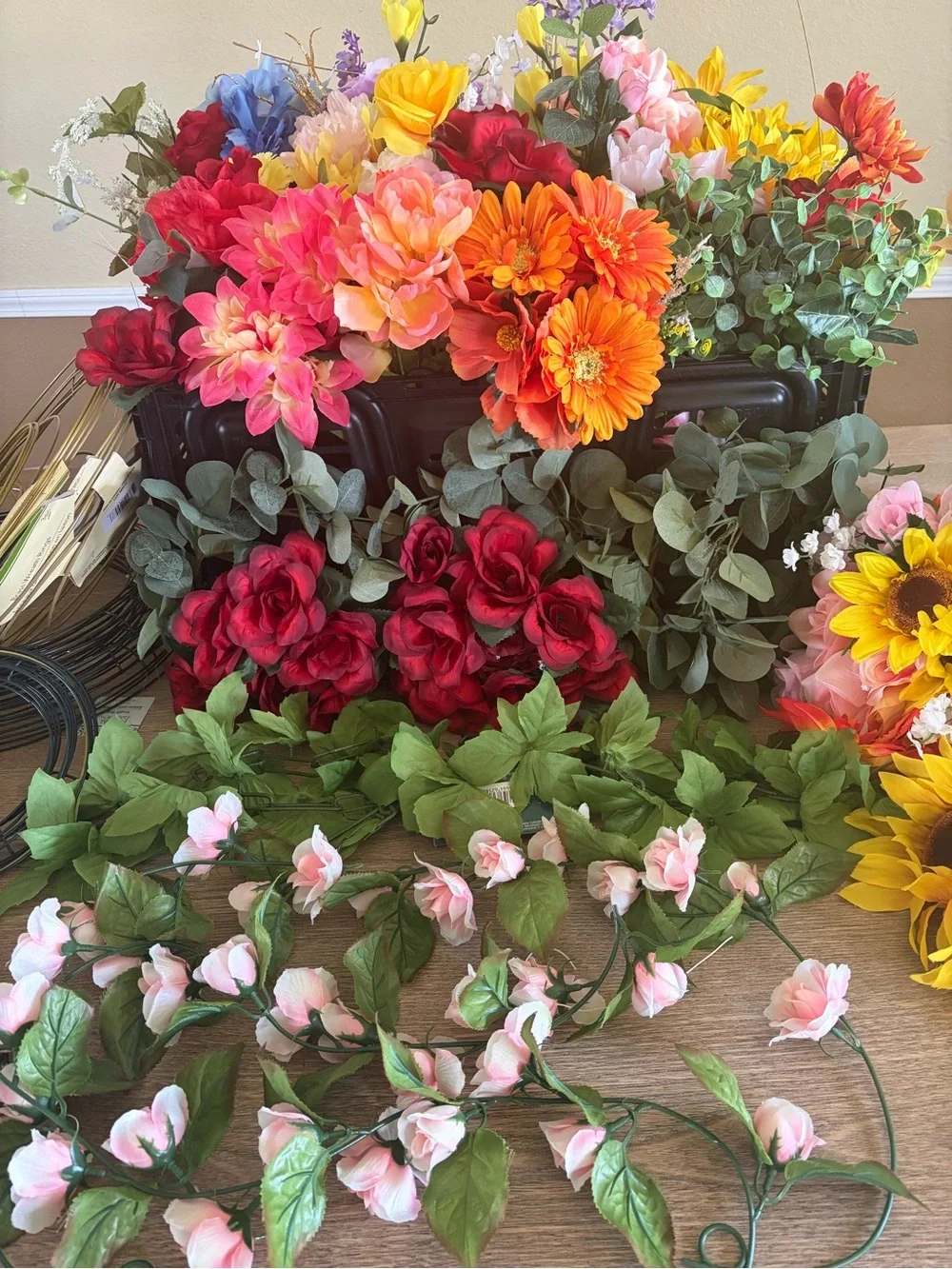 Assorted Artificial Flower Bundle - Multi-Color Decorative Arrangement